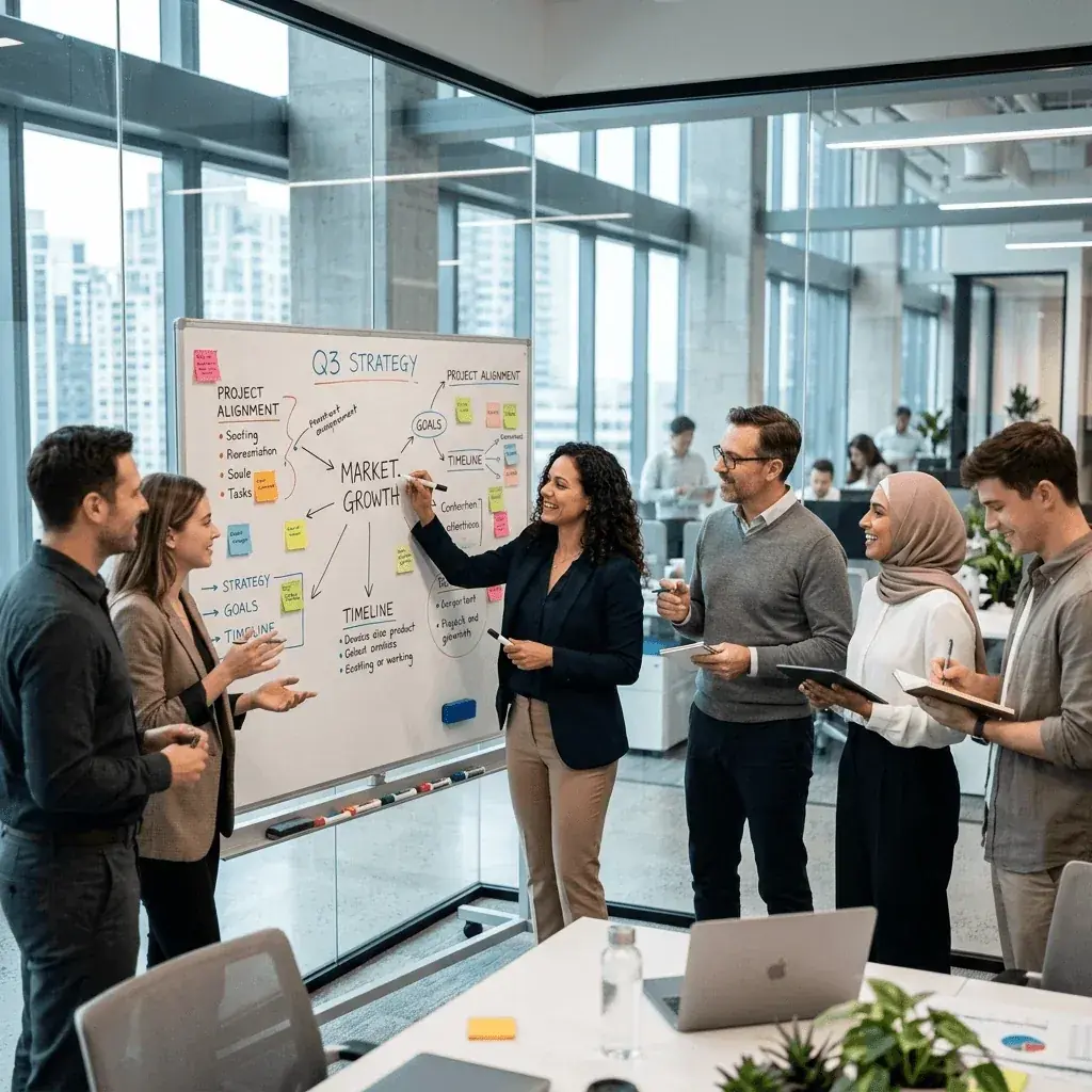 Team collaboration whiteboard meeting